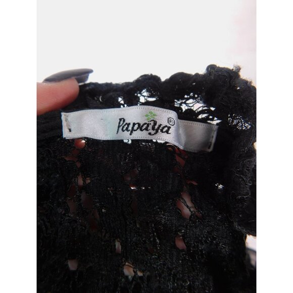 Black Lace Sleeveless Ruffle Blouse XS With Keyhole Back By Papaya - Picture 6 of 10